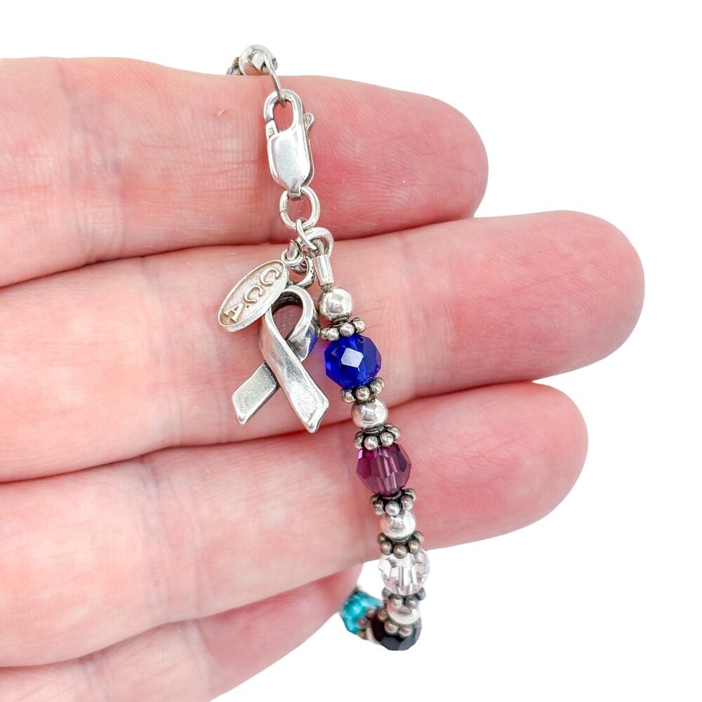 Vintage Sterling Silver 925 Awareness Ribbon Bracelet | 7”